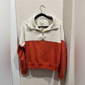 The Gereat Half-Zip Pullover - Cream and Orange